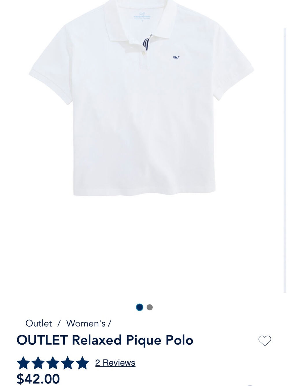 Vineyard Vines White Women's Relaxed Pique Polo with Navy Logo
